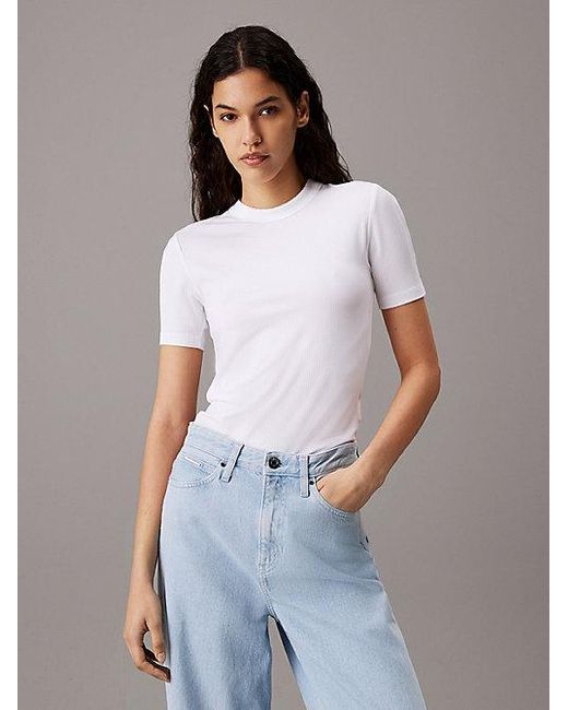 Camiseta slim de modal de canalé Calvin Klein de color Multicolor
