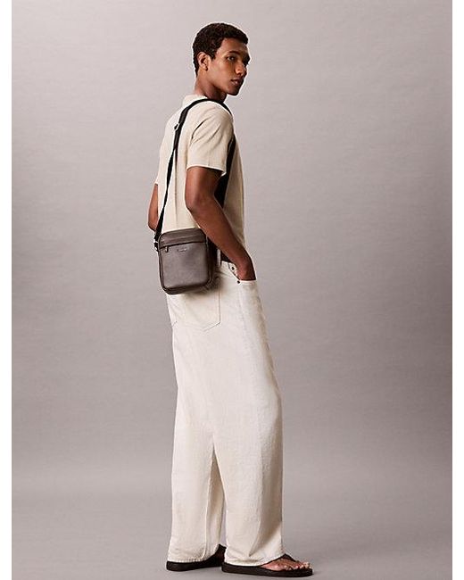 Calvin Klein Brown Micro Pebble Reporter Bag for men