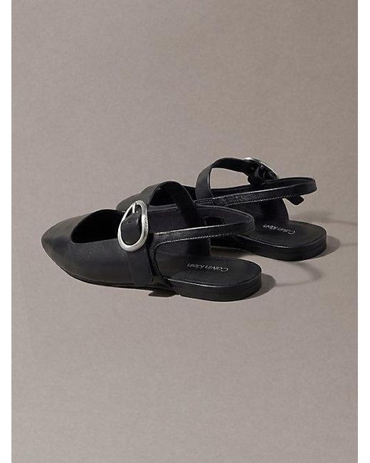 Calvin Klein Black Leather Slingback Ballerinas