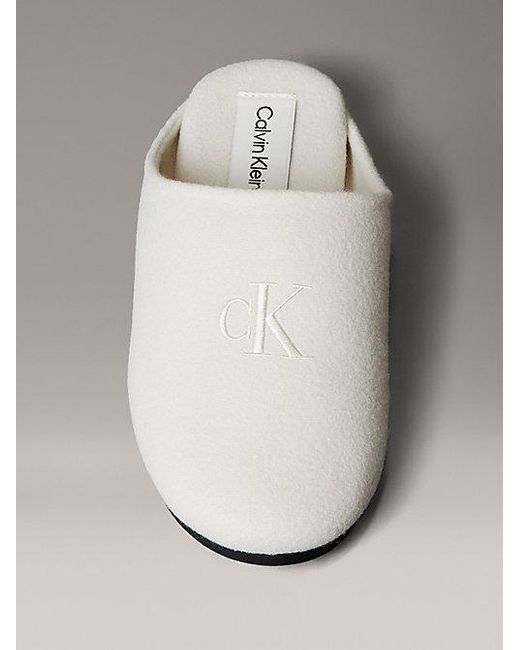 Calvin Klein Gray Felt Signature Logo Mule Slippers