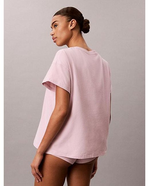 Calvin Klein Pink Relaxed T-Shirt Cotton Stretch Lounge
