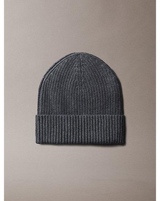 Calvin Klein Gray Cotton Cashmere Blend Beanie for men
