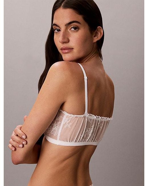 Calvin Klein Brown Unlined Bandeau Bra Icon Lace