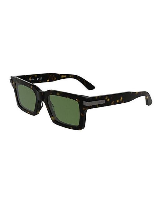 Calvin Klein Green Acetate Rectangle Sunglasses