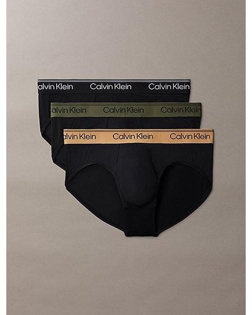 Calvin Klein Black 3 Pack Hip Briefs Microfibre Stretch for men
