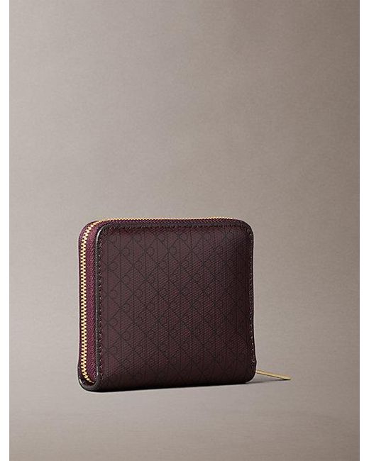Calvin Klein Brown Rfid Square Zip Around Logo Wallet