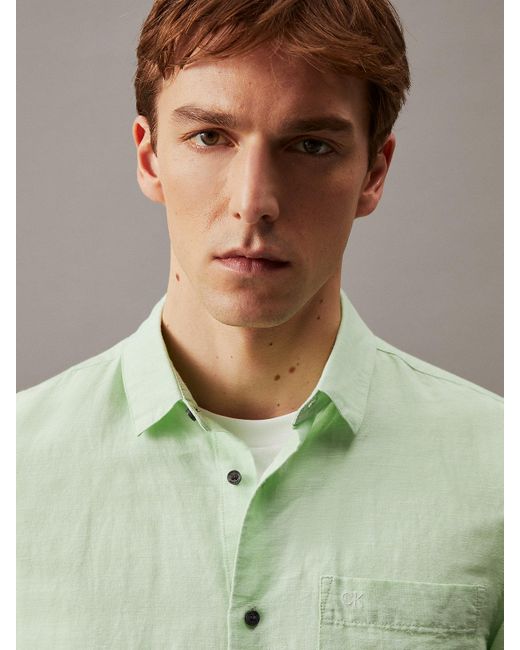Chemise en coton et lin Calvin Klein pour homme en coloris Green