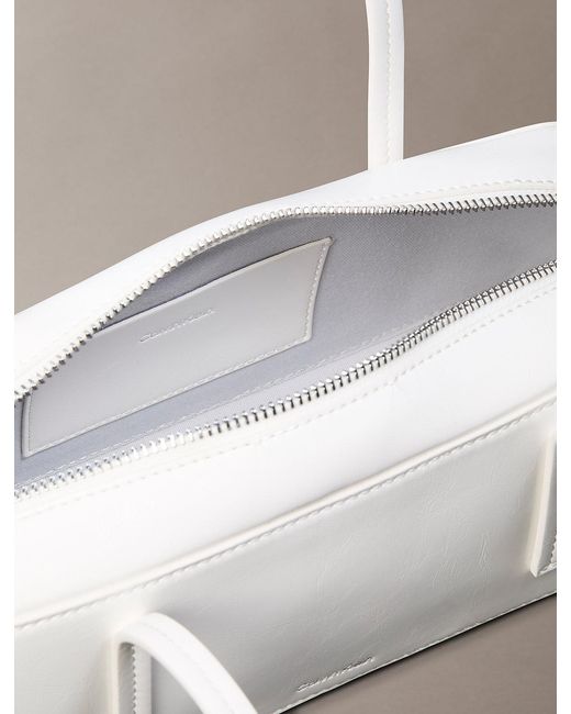 Calvin Klein Natural Glossy Foil Logo Bauletto Shoulder Bag