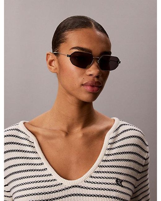 Calvin Klein White Jeans Modified Rectangle Sunglasses Ckj26200S