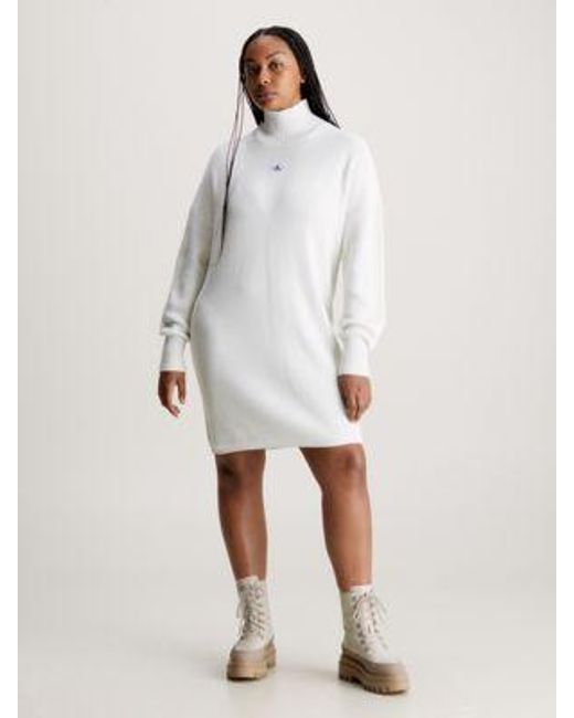 Calvin Klein White Lässiges Pulloverkleid aus Baumwolle