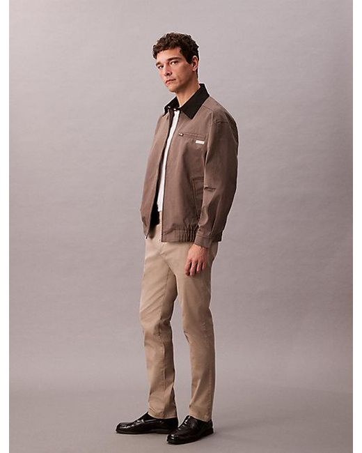 Calvin Klein Brown Slim Cotton Stretch Chino Trousers for men