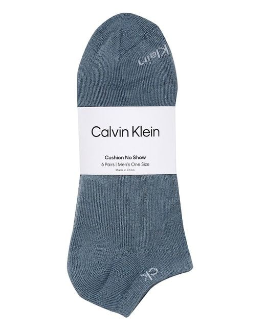 Calvin Klein Blue Cushion 6-Pack No Show Socks for men