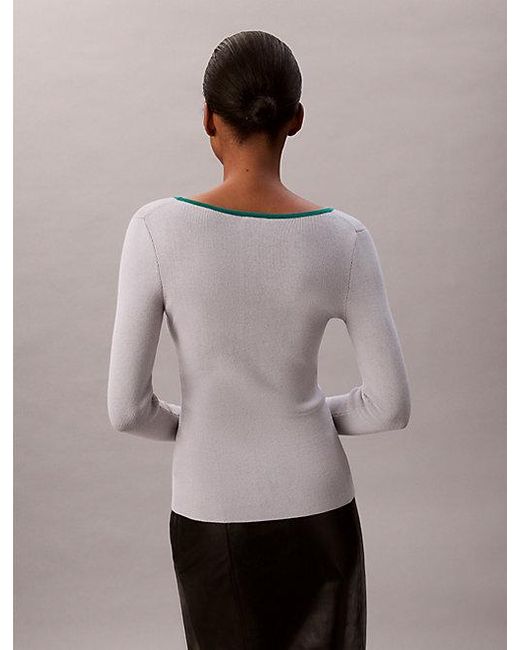 Calvin Klein Multicolor Jeans Cotton Blend Classic Scoopneck Jumper