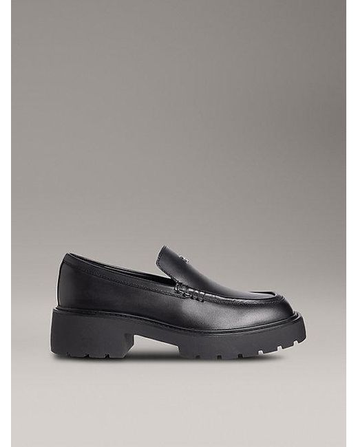 Calvin Klein Gray Jeans Leather Platform Loafers
