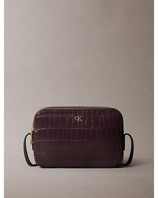 Calvin Klein Brown Crossbody Camera Bag Mit Kroko-Effekt