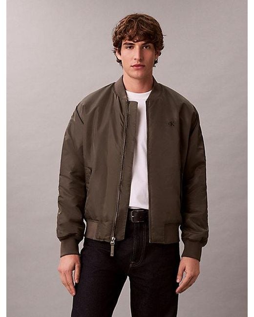 Calvin Klein Green Nylon Bomber Jacket for men