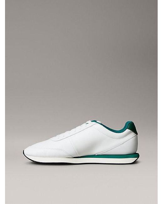 Calvin Klein Leren Hardloopsneakers Met Signature Logo in het Metallic voor heren