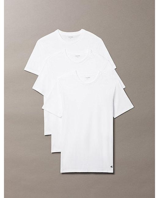 Calvin Klein White 3 Pack Crewneck T-Shirts Cotton Classics for men