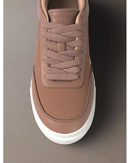 Calvin Klein Gray Leather Durable Traction Chunky Trainers