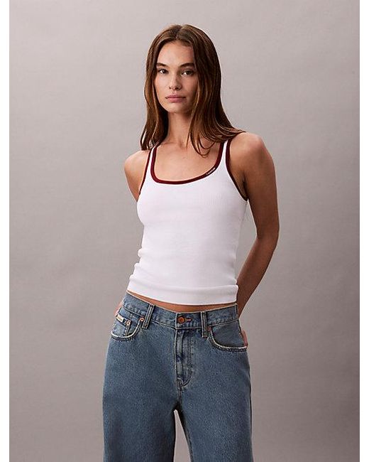 Calvin Klein Multicolor Jeans Contrast Trim Ribbed Tank Top