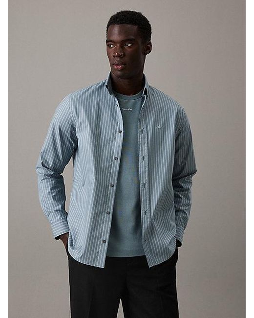 Camisa de rayas estilo Oxford Calvin Klein de hombre de color Blue