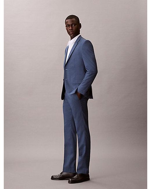 Calvin Klein Blue Houndstooth Slim Trousers for men