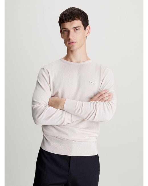 Calvin Klein Cotton Silk Jumper in White for Men Lyst UK