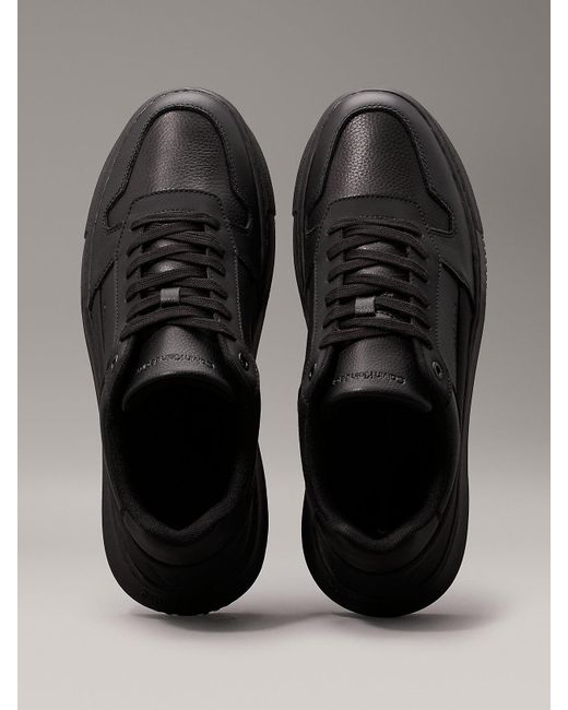 Calvin Klein Gray Faux Leather Trainers for men
