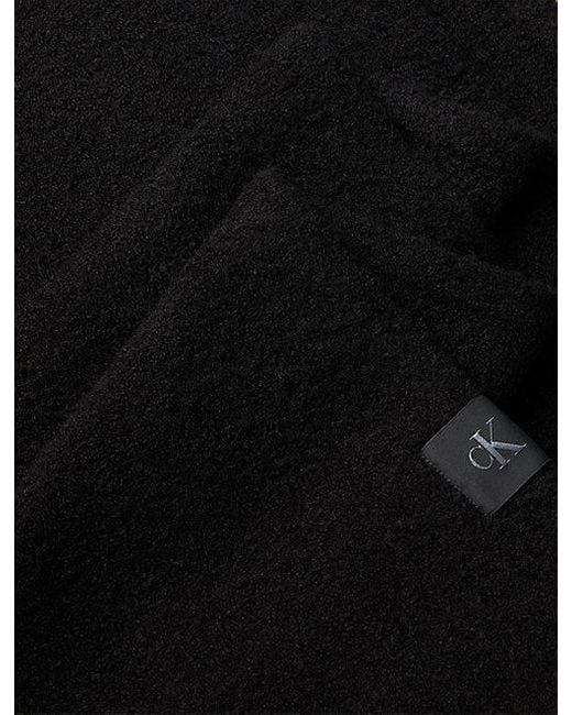 Calvin Klein Black Soft Boucle Signature Logo Scarf for men