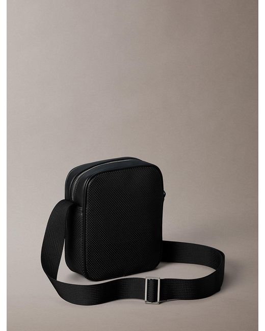 Calvin Klein Black Perforated Faux Leather Reporter Bag for men