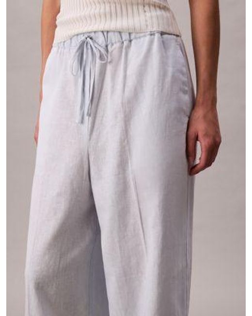 Pantalón holgado de lino y algodón Calvin Klein de color Gray