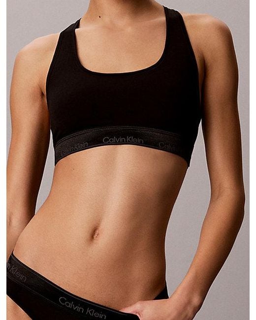 Calvin Klein Black Metallic Unlined Bralette Icon Cotton Modal