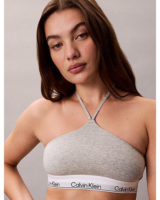 Calvin Klein Brown Unlined Halter Bralette Icon Cotton Modal