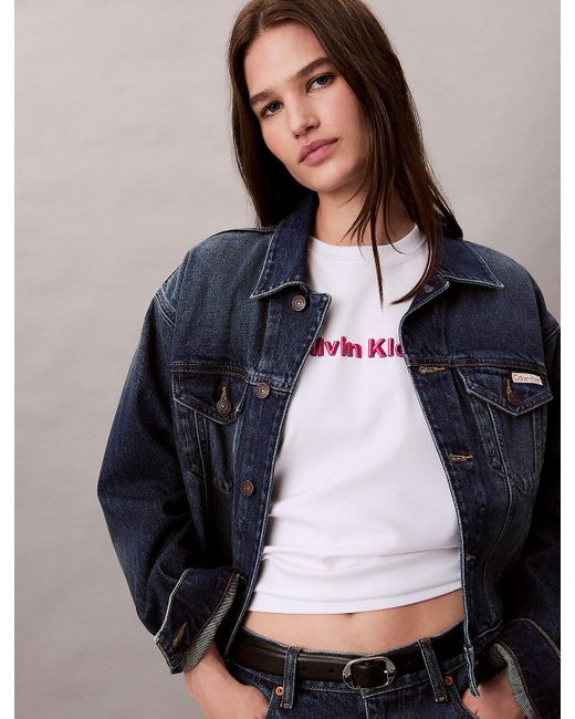 Calvin Klein White Embroidered Logo Graphic Classic T-Shirt
