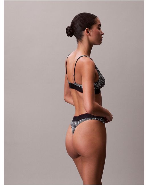 Calvin Klein Multicolor Graphic Monogram Microfiber Stretch Lightly Lined Triangle Bralette