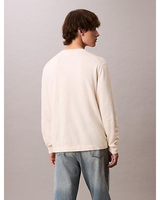 Calvin Klein Relaxed Trui Met Monogram-Logo in het Natural voor heren