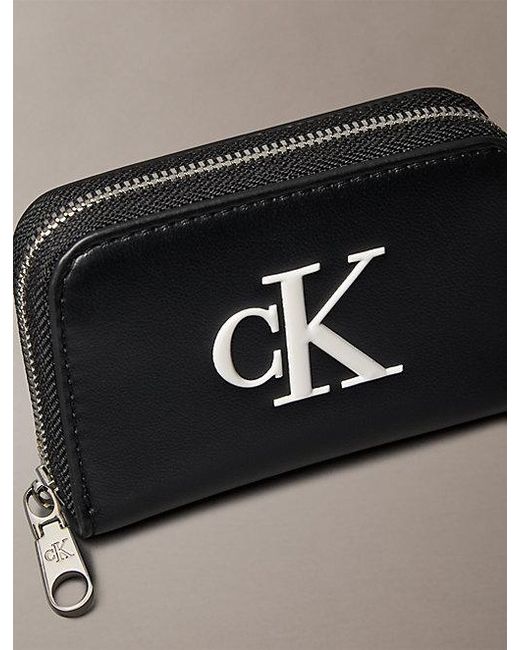 Calvin Klein Black Embossed Monogram Zip Wallet