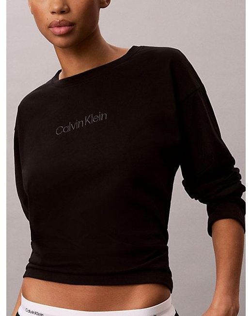 Calvin Klein Black Relaxed Long Sleeve T-Shirt Cotton Lounge