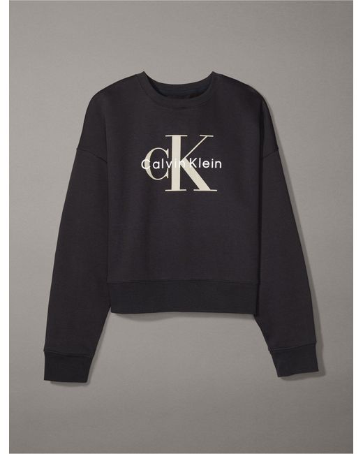 Calvin Klein Blue Monogram Logo Relaxed Crewneck Sweatshirt