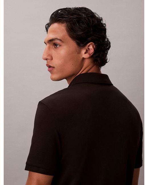 Calvin Klein Brown Slim Zip Neck Polo Shirt for men
