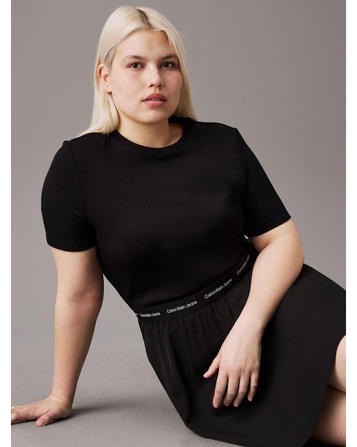 Calvin Klein Black Plus Size Logo Tape Dress
