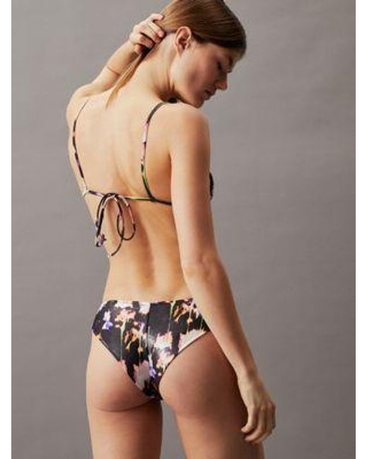 Calvin Klein Brown Bandeau Bikini-Top - CK Monogram Foil
