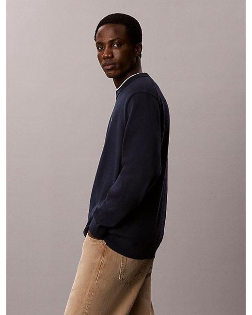 Calvin Klein Blue Jeans Classic Cotton Monogram Jumper for men