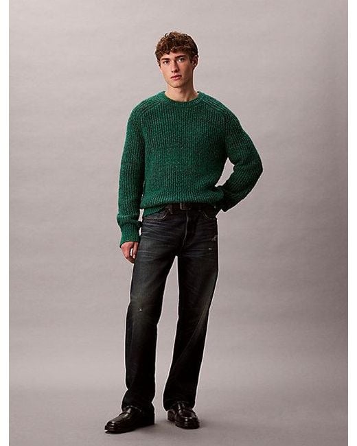 Calvin Klein Green Jeans Wool Blend Relaxed Raglan Jumper for men