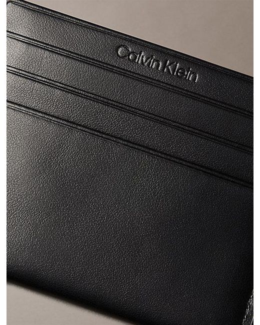 Calvin Klein Black Leather Rfid Monogram Cardholder