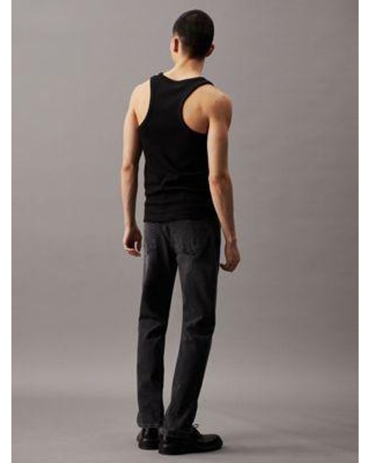 Camiseta de tirantes slim de canalé Calvin Klein de hombre de color Black