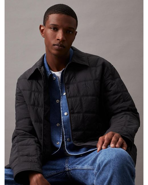 Calvin Klein Gray Relaxed Lightweight Quilted Jacket for men