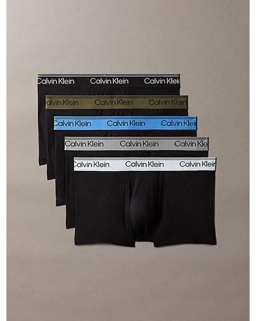 Calvin Klein Black 5 Pack Low Rise Trunks Microfibre Stretch for men