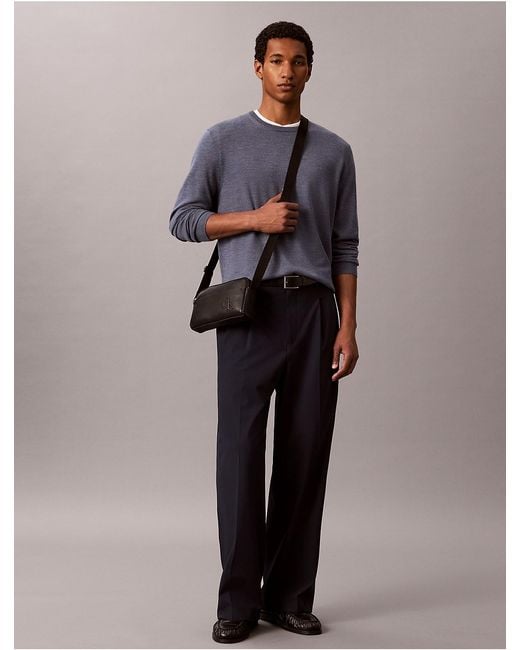 Calvin Klein Gray Embossed Monogram Camera Bag for men