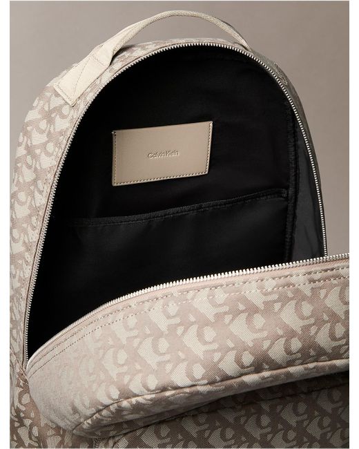 Calvin Klein Monogram Jacquard Zip Backpack in Natural for  display picture 3